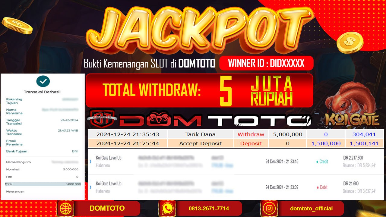 JACKPOT SLOT KOIGATE LEVEL UP 24 DESEMBER 2024